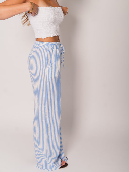 Beachy Musselin Hose -  Streifen/Weiß/Blau