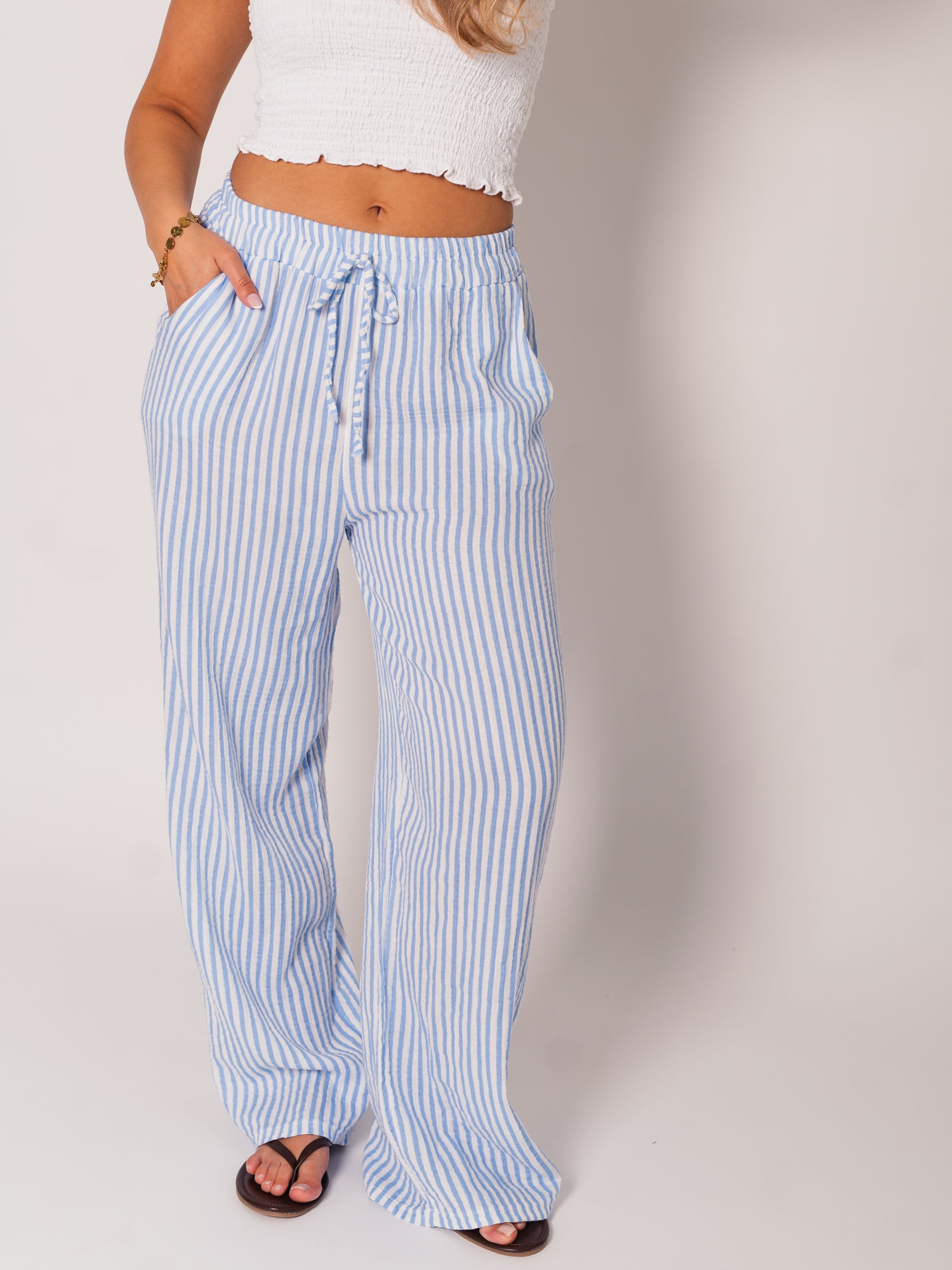 Beachy Musselin Hose -  Streifen/Weiß/Blau