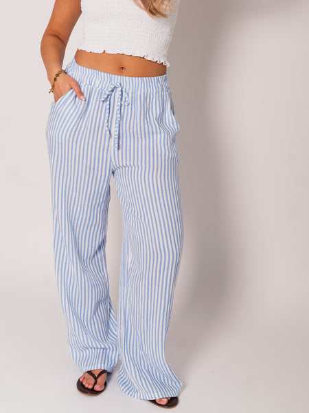 Beachy Musselin Hose -  Streifen/Weiß/Blau