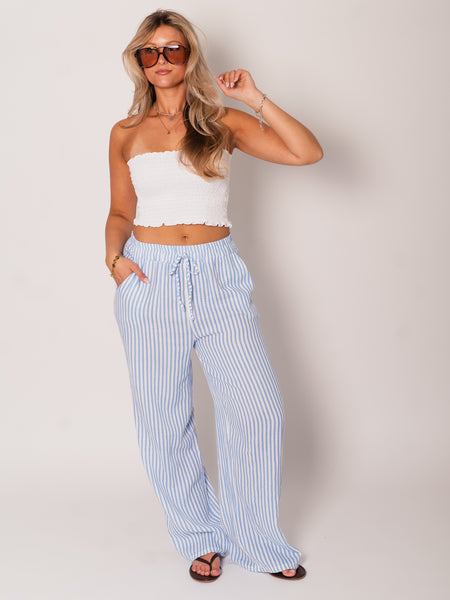 Beachy Musselin Hose -  Streifen/Weiß/Blau