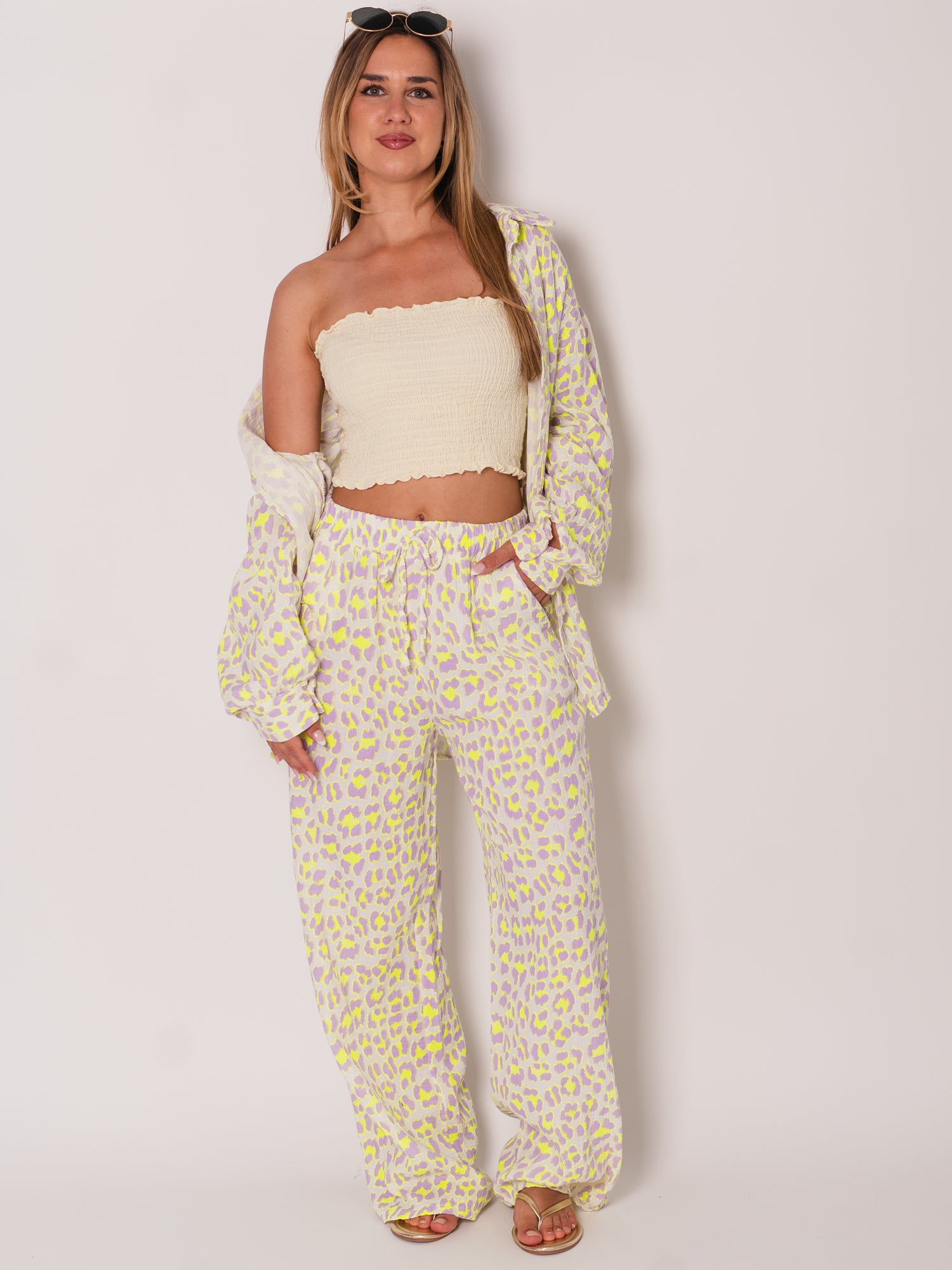 Beachy Musselin Hose - Leo/Lila/Gelb