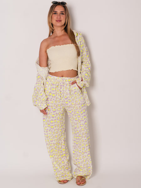 Beachy Musselin Hose - Leo/Lila/Gelb