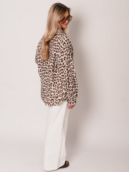 Leo Midi Waffle Bluse - Braun