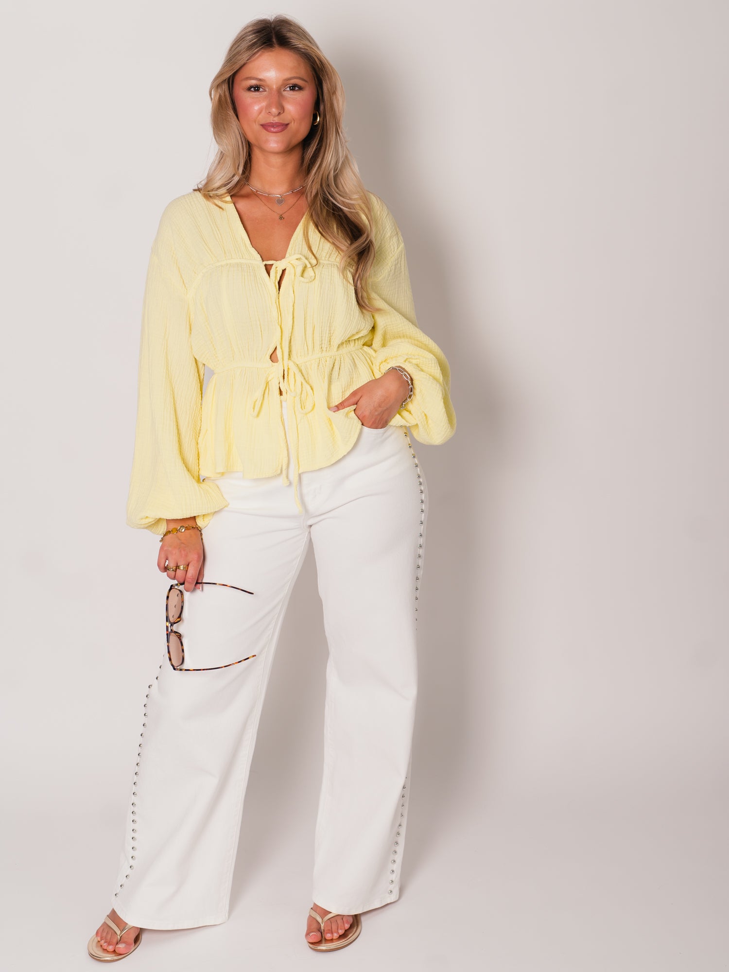 Eloise Musselin Bluse - Zitronengelb
