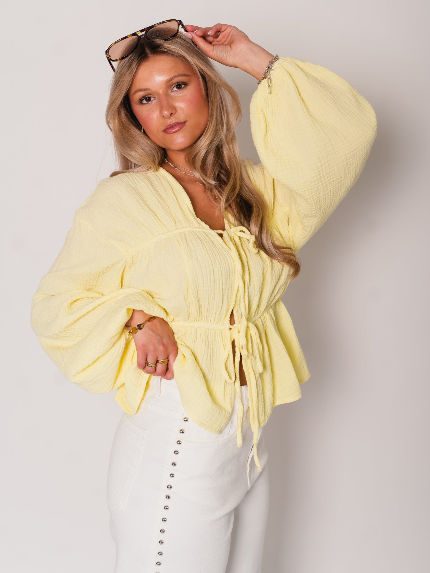 Eloise Musselin Bluse - Zitronengelb