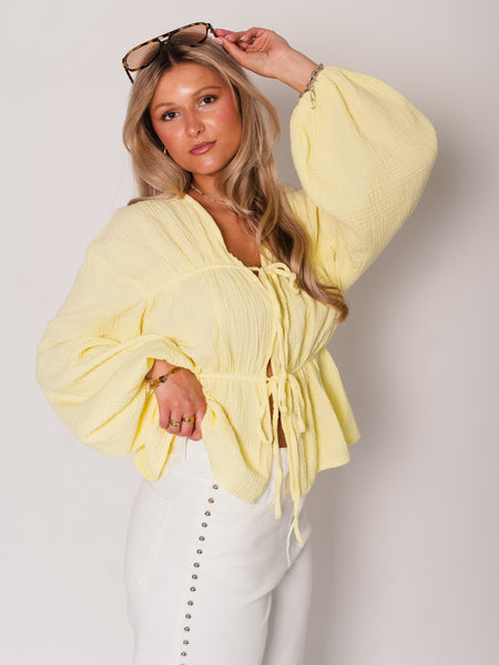 Eloise Musselin Bluse - Zitronengelb