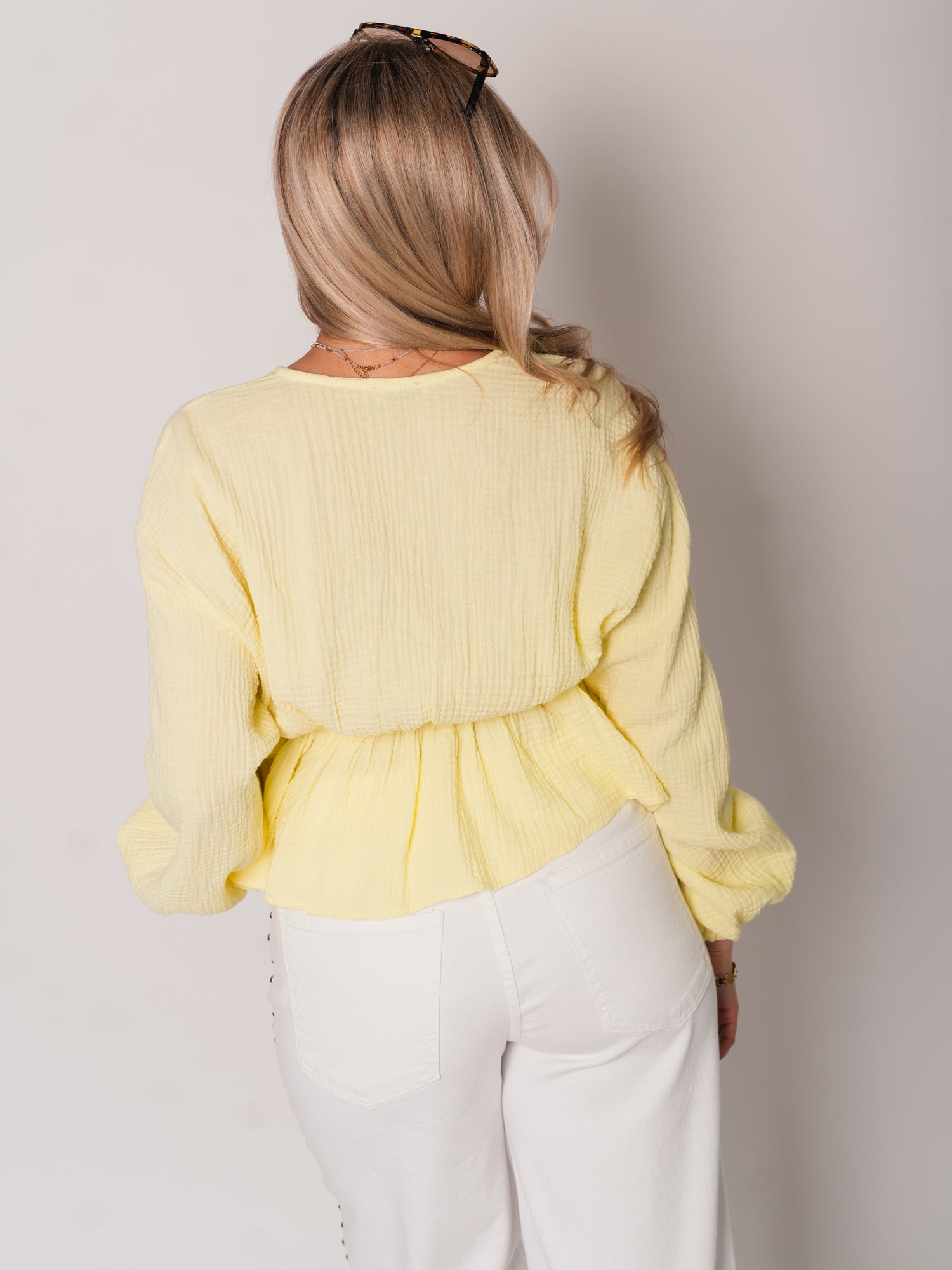 Eloise Musselin Bluse - Zitronengelb
