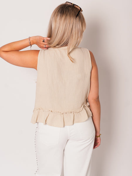 Cloud Musselin Top - Warmes Beige