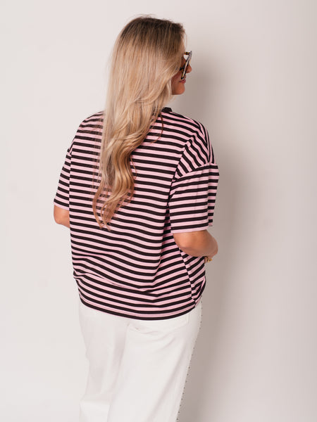 Streifen T-Shirt - Braun/Rosa