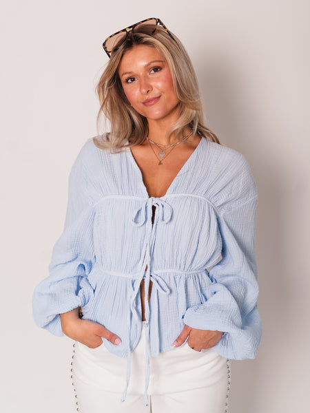 Eloise Musselin Bluse - Hellblau