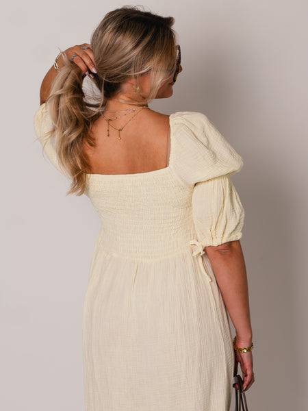 Carolina Musselin Kleid - Butteryellow