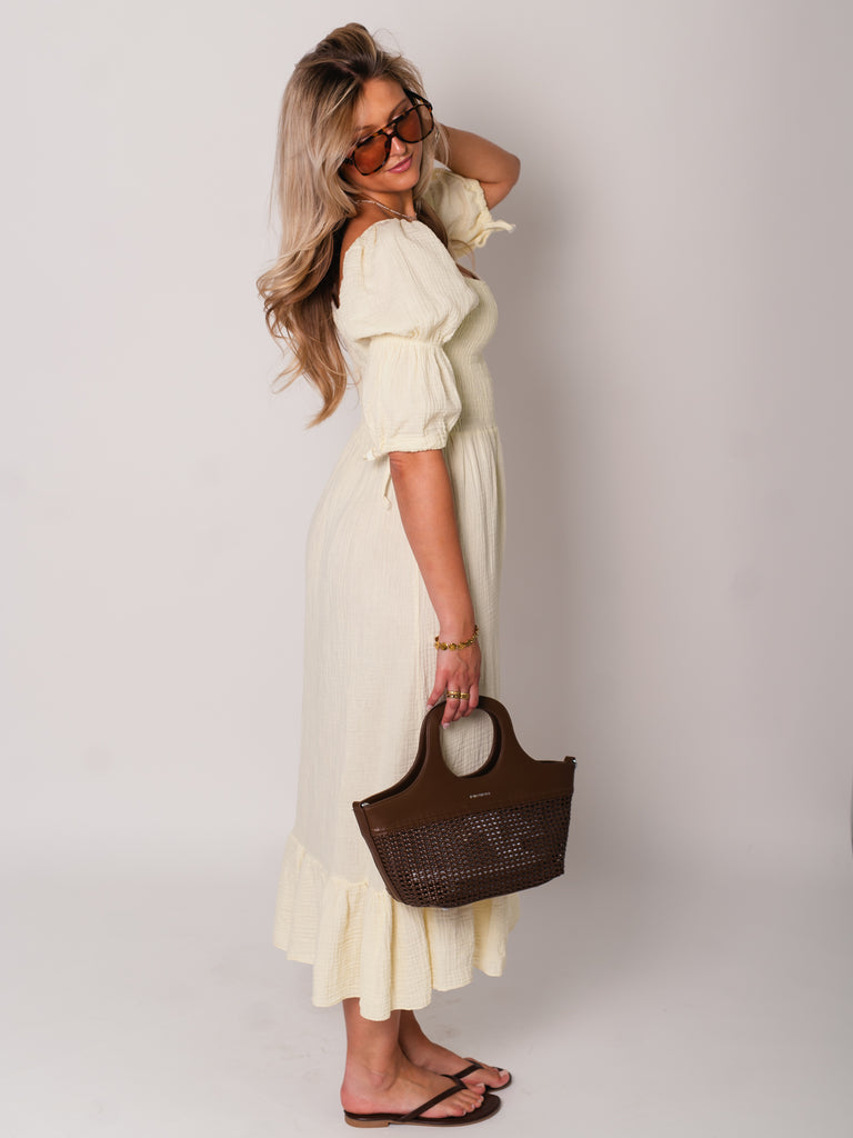 Carolina Musselin Kleid - Butteryellow