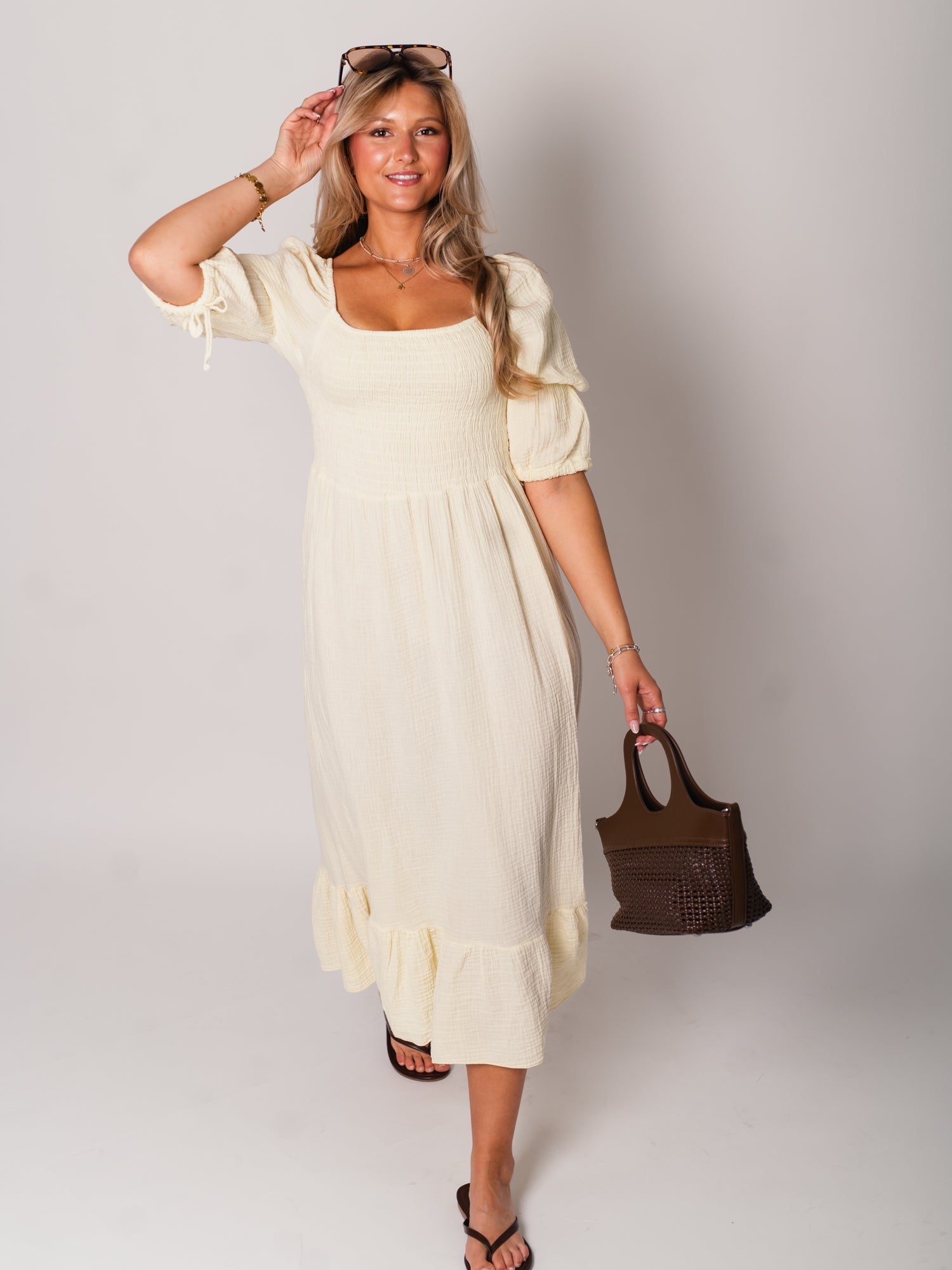 Carolina Musselin Kleid - Butteryellow