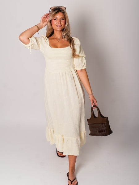 Carolina Musselin Kleid - Butteryellow
