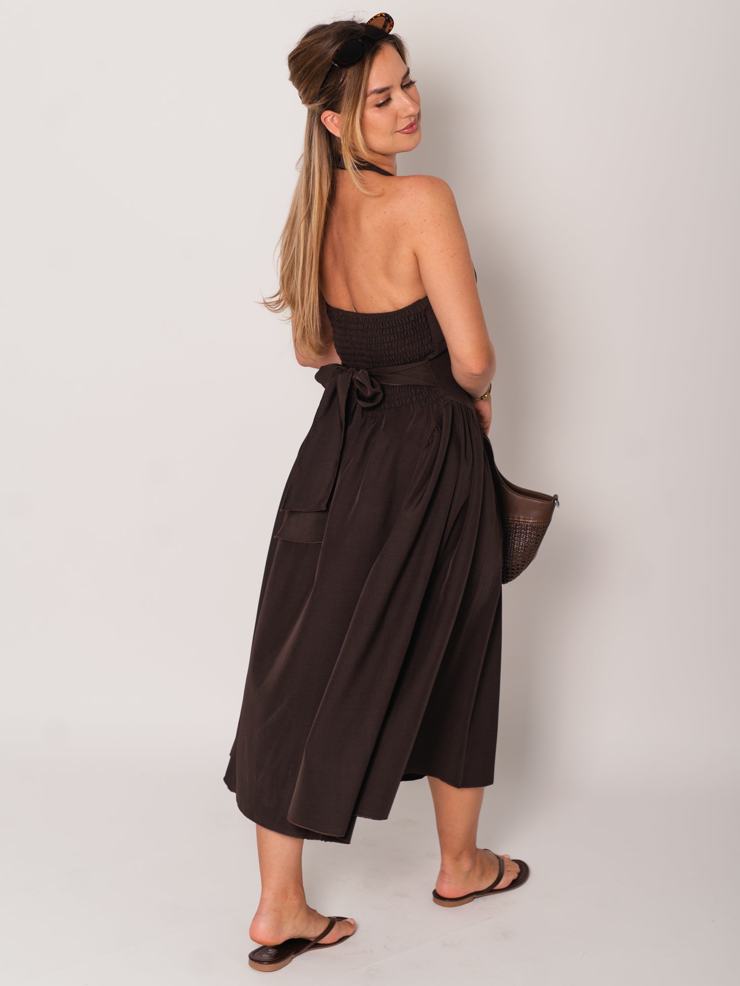 Valentina Neckholder Kleid - Espresso