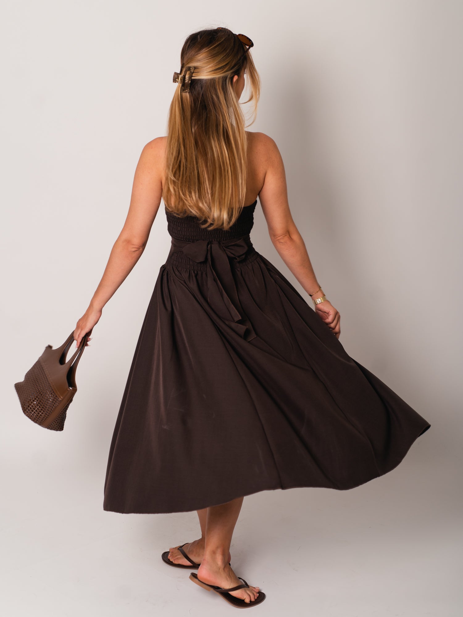 Valentina Neckholder Kleid - Espresso