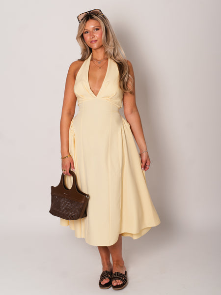 Valentina Neckholder Kleid - Butteryellow