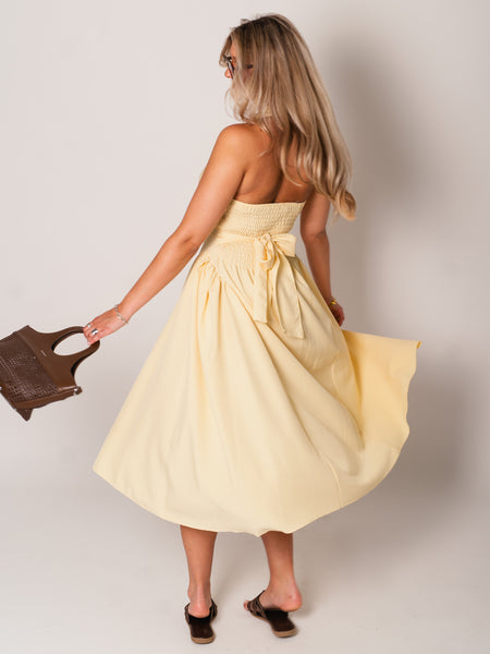 Valentina Neckholder Kleid - Butteryellow