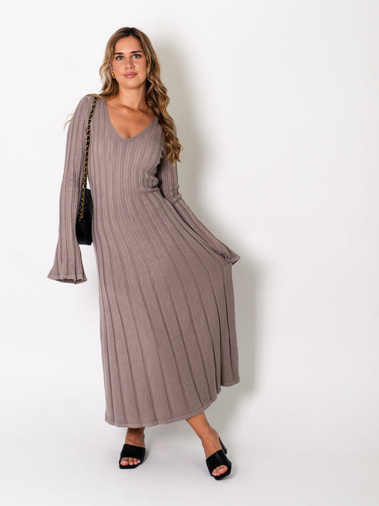 Charlotte Strick Kleid - Taupe