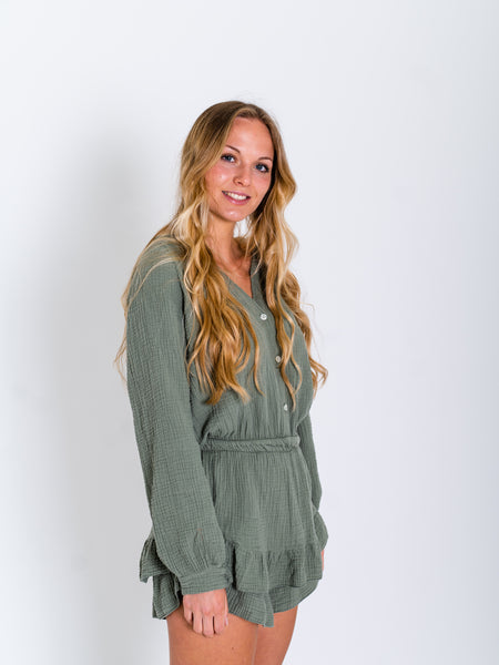 Fernanda Musselin Jumpsuit - Khaki