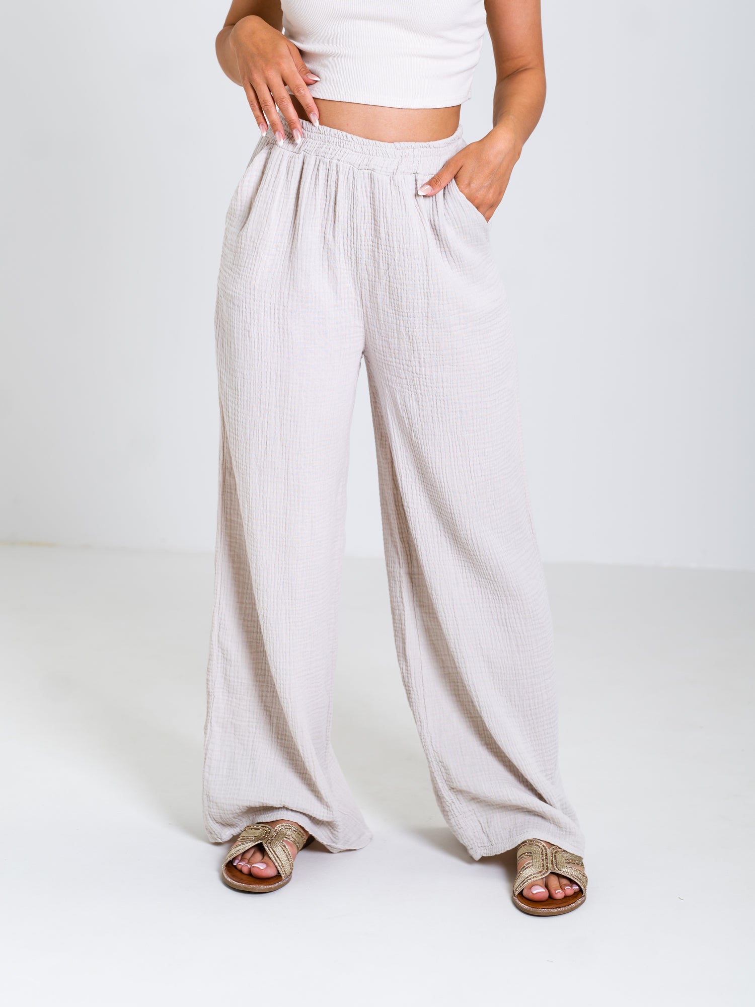 Beachy Musselin Hose - Beige