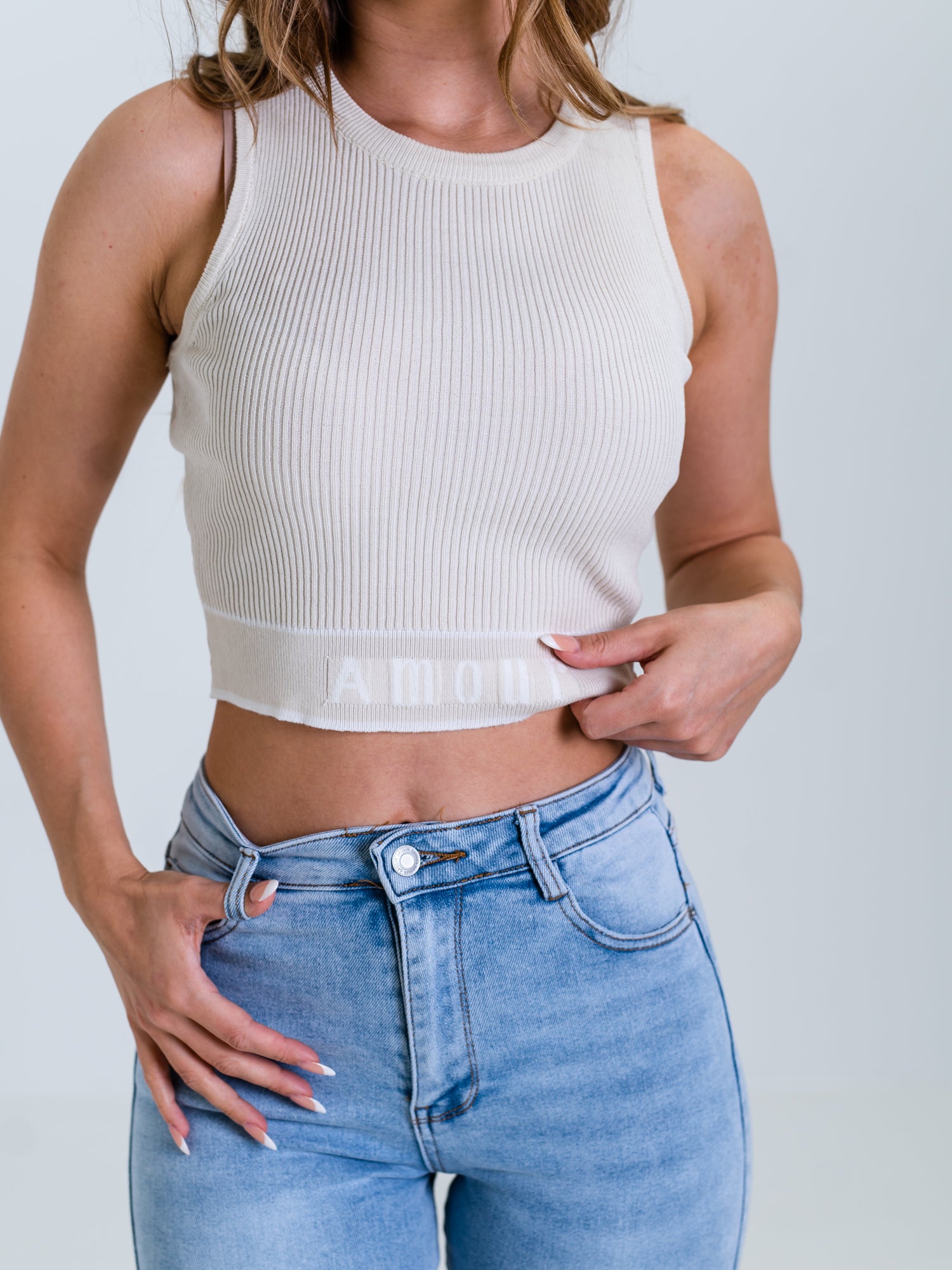 Amour Strick Top - Beige