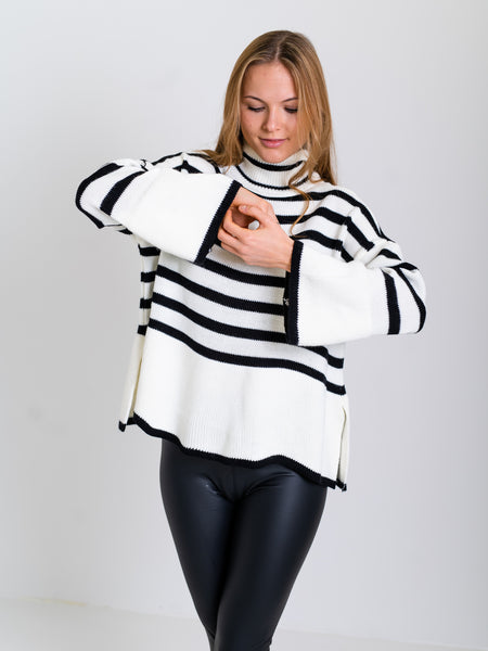Lou Streifen Pullover - Weiß