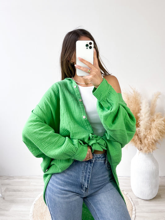 Waffle Oversize Bluse - Limegreen - Sunchild Shop