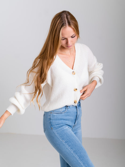 NINA Strickjacke - Weiß