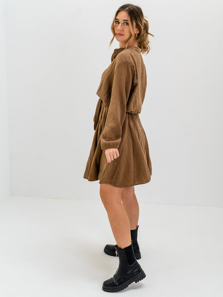 Filipa Musselin Kleid - Mocca