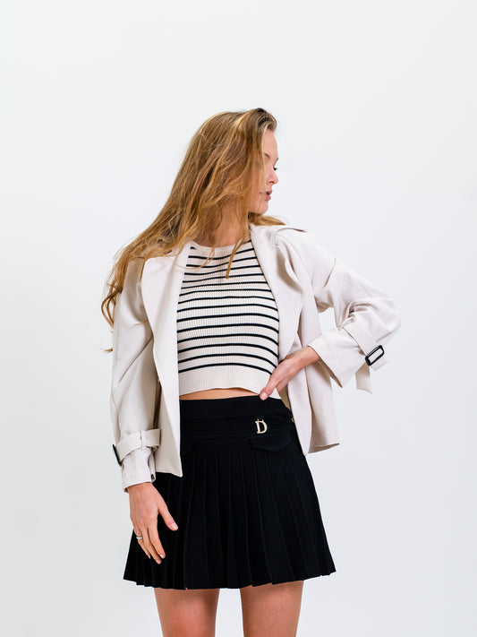 Cleo Crop Trenchcoat- Beige