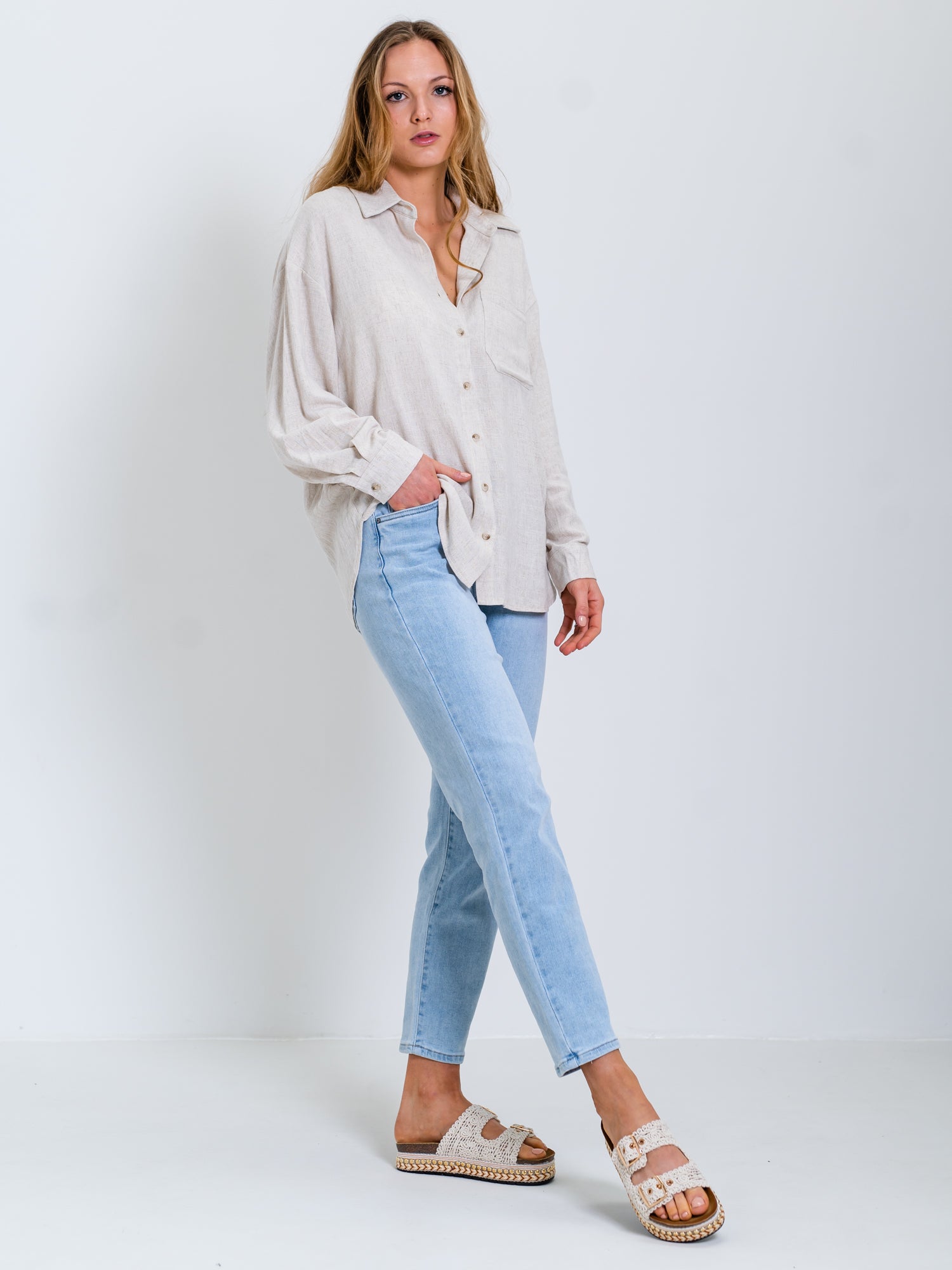 Alba Leinen Bluse - Beige