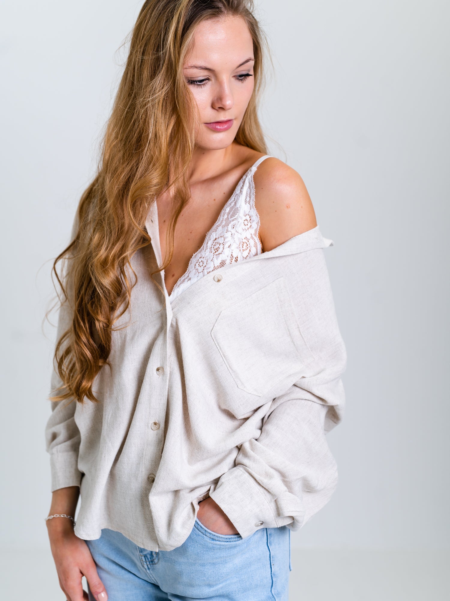 Alba Leinen Bluse - Beige