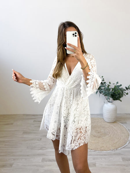 Lorena Spitzenjumpsuit - Weiß