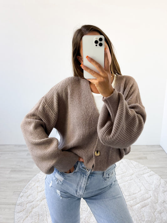 NINA Strickjacke - Taupe
