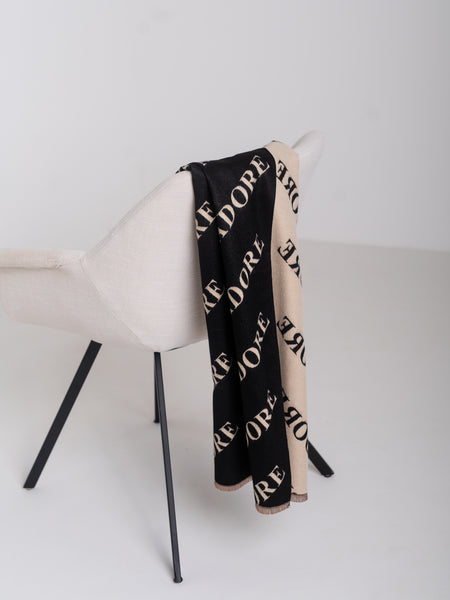 Print Schal - Schwarz/Beige