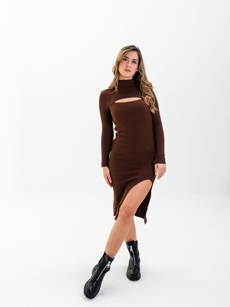 Emilia Strickkleid - Schokobraun