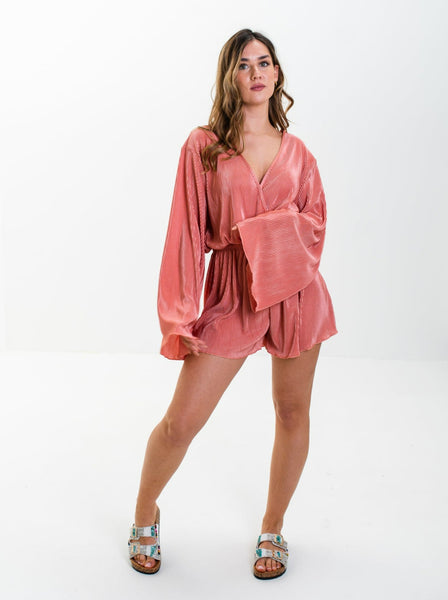 Juliette Plissee Jumpsuit -Korall